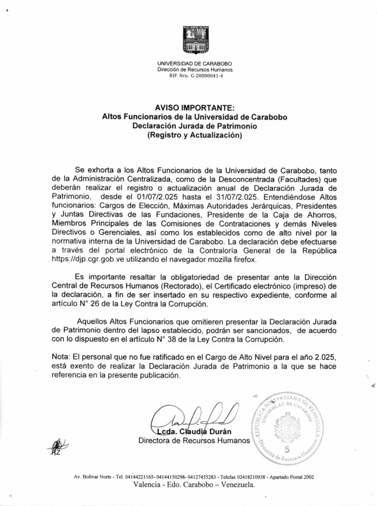 Declaración Jurada de Patrimonio