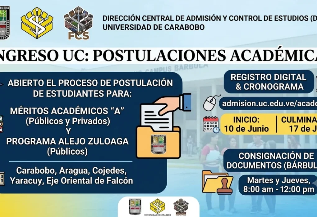 Universidad de Carabobo abre proceso de postulación para Méritos Académicos A y Programa Alejo Zuloaga