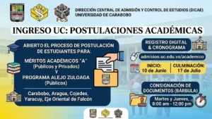 Universidad de Carabobo abre proceso de postulación para Méritos Académicos A y Programa Alejo Zuloaga