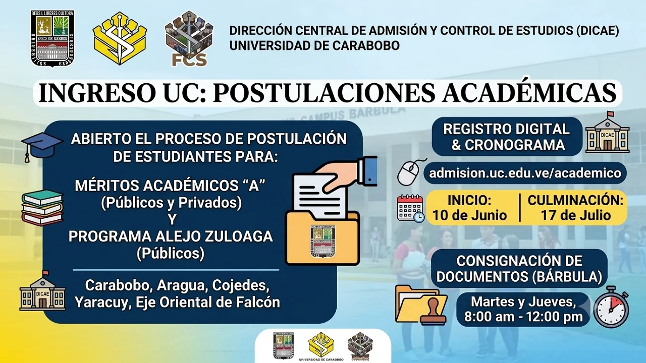 Universidad de Carabobo abre proceso de postulación para Méritos Académicos A y Programa Alejo Zuloaga